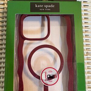 Kate Spade WAVY IPhone 16 PRO MAX CELL PHONE CASE Maroon Red MagSafe Unisex NEW